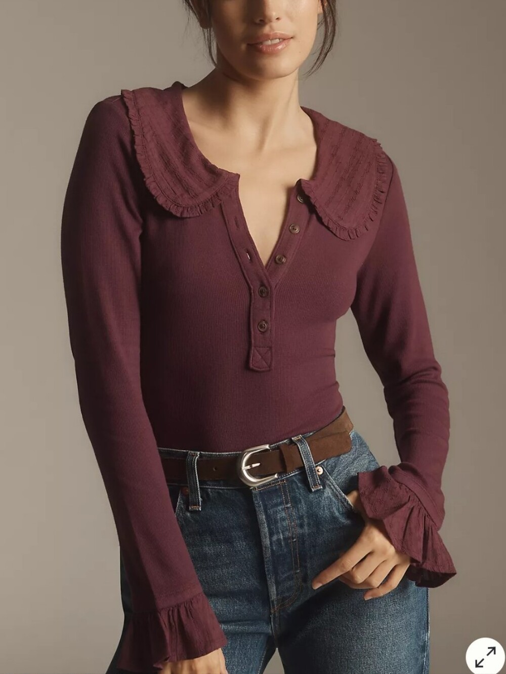 Anthropologie Pilcro Keira Long-Sleeve Blouse